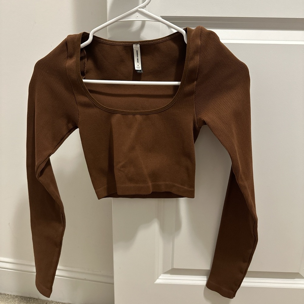 Sunday Best Chocolate Long Sleeve Crop Top